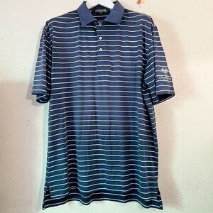 Peter Millar Summer Comfort Mens XL  Short Sleeve Golf Polo Shirt Navy Striped